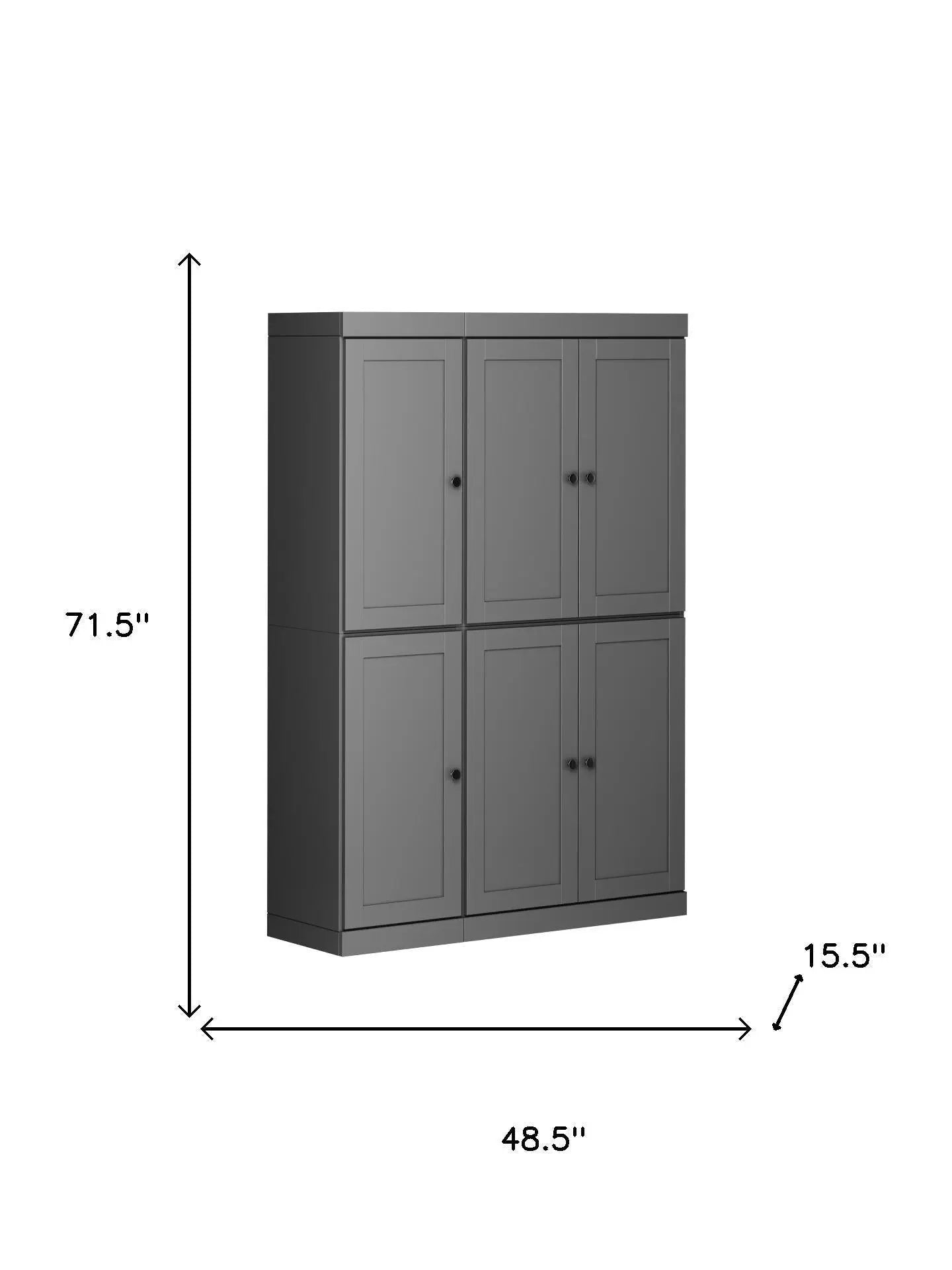 72" Gray Solid Wood 8 Pantry Or Storage Closet Homeroots Kitchen & Dining