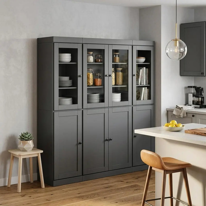72" Gray Solid Wood 8 Pantry Or Storage Closet Homeroots Kitchen & Dining