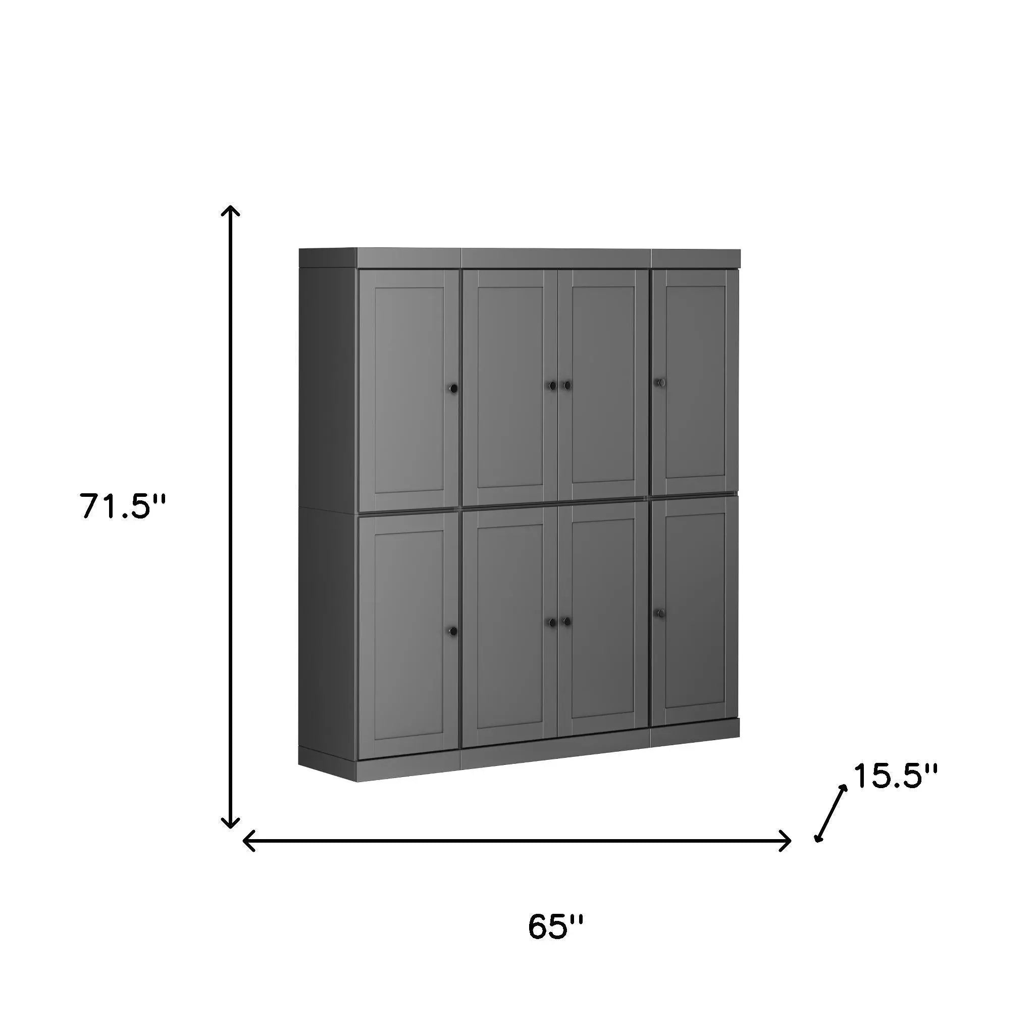 72" Gray Solid Wood 8 Pantry Or Storage Closet Homeroots Kitchen & Dining