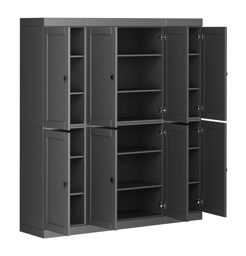 72" Gray Solid Wood 8 Pantry Or Storage Closet Homeroots Kitchen & Dining