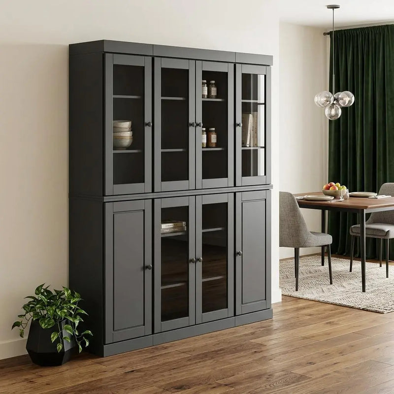 72" Gray Solid Wood 8 Pantry Or Storage Closet Homeroots Kitchen & Dining