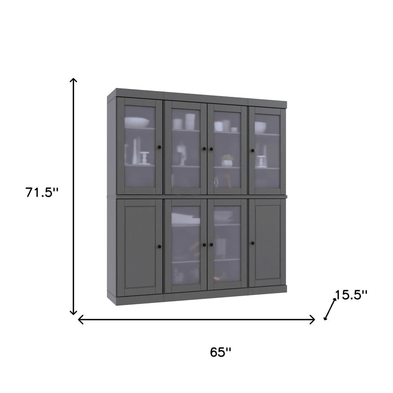 72" Gray Solid Wood 8 Pantry Or Storage Closet Homeroots Kitchen & Dining