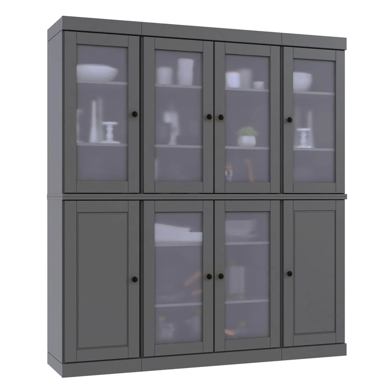 72" Gray Solid Wood 8 Pantry Or Storage Closet Homeroots Kitchen & Dining