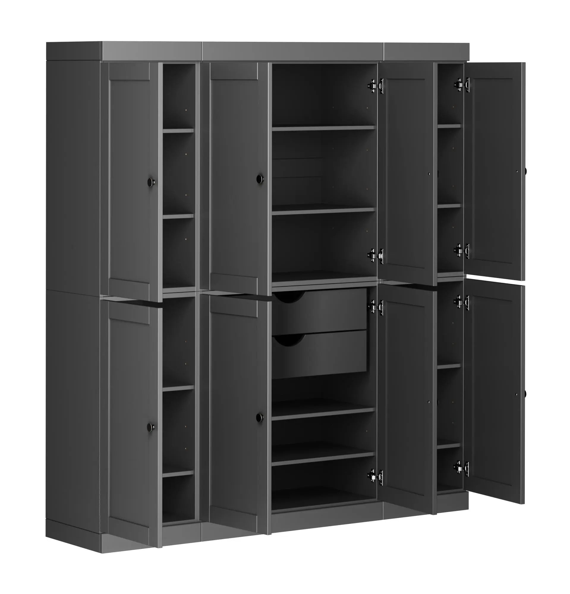 72" Gray Solid Wood 8 Two Drawer Pantry Or Storage Closet Homeroots Kitchen & Dining