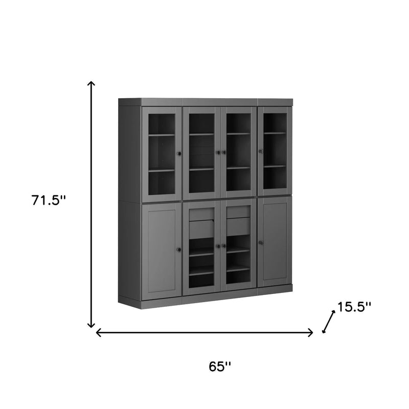 72" Gray Solid Wood 8 Two Drawer Pantry Or Storage Closet Homeroots Kitchen & Dining