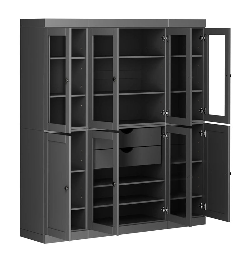 72" Gray Solid Wood 8 Two Drawer Pantry Or Storage Closet Homeroots Kitchen & Dining