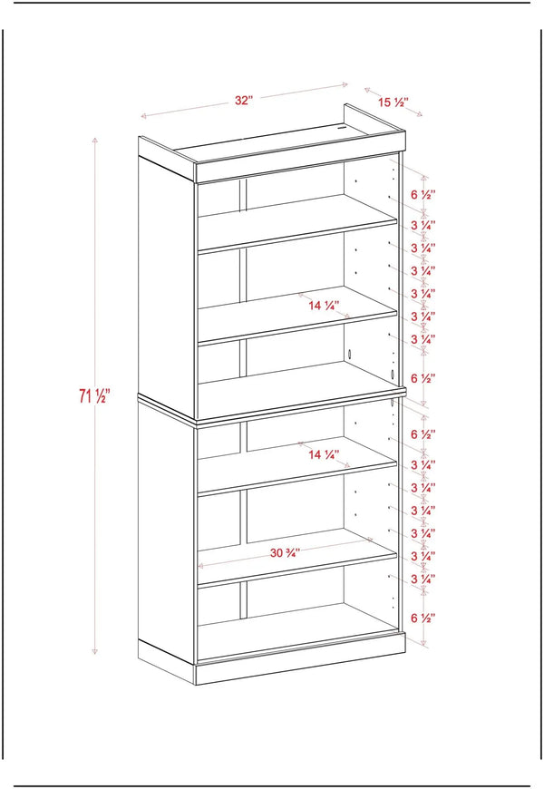 72" Gray Solid Wood Adjustable Six Tier Library Bookcase Homeroots Office