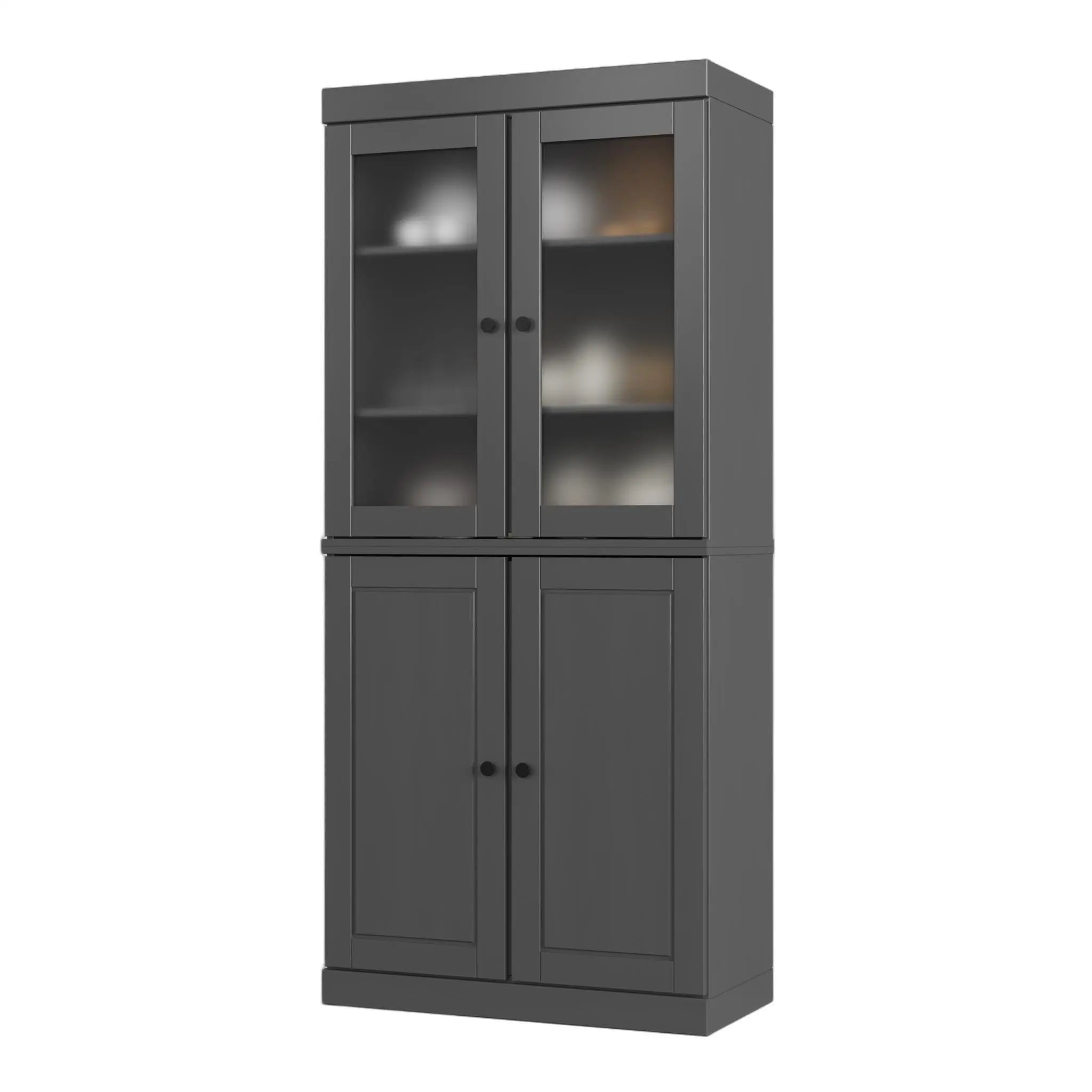 72" Gray Solid Wood Four Door Pantry Or Storage Closet Homeroots Kitchen & Dining