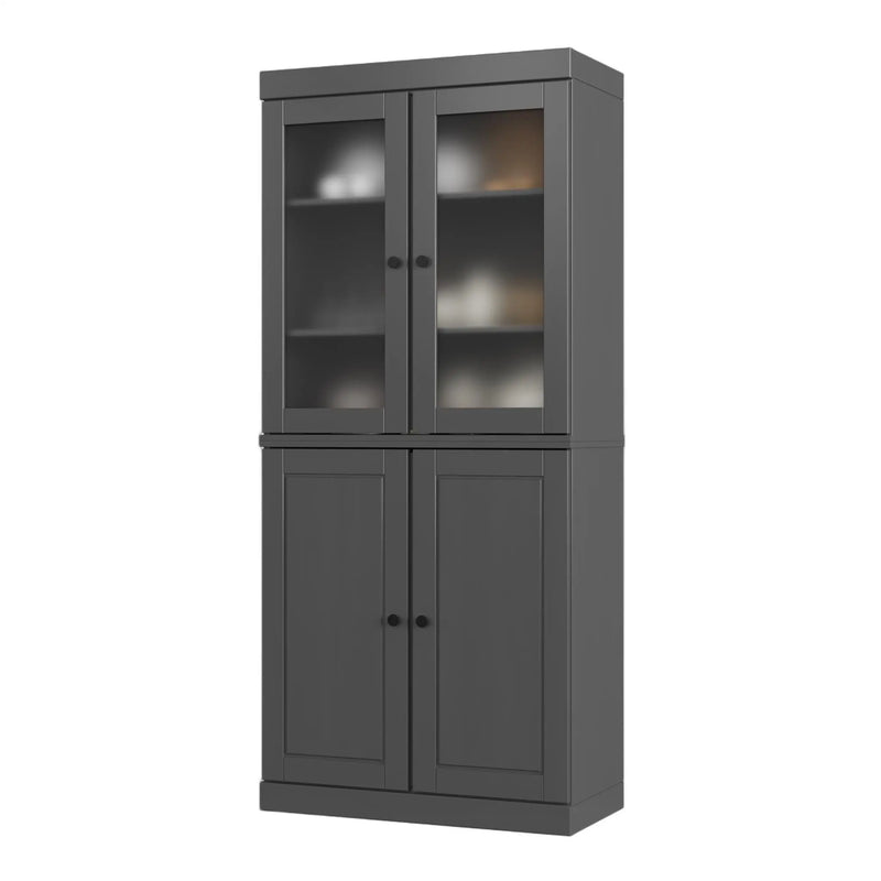 72" Gray Solid Wood Four Door Pantry Or Storage Closet Homeroots Kitchen & Dining