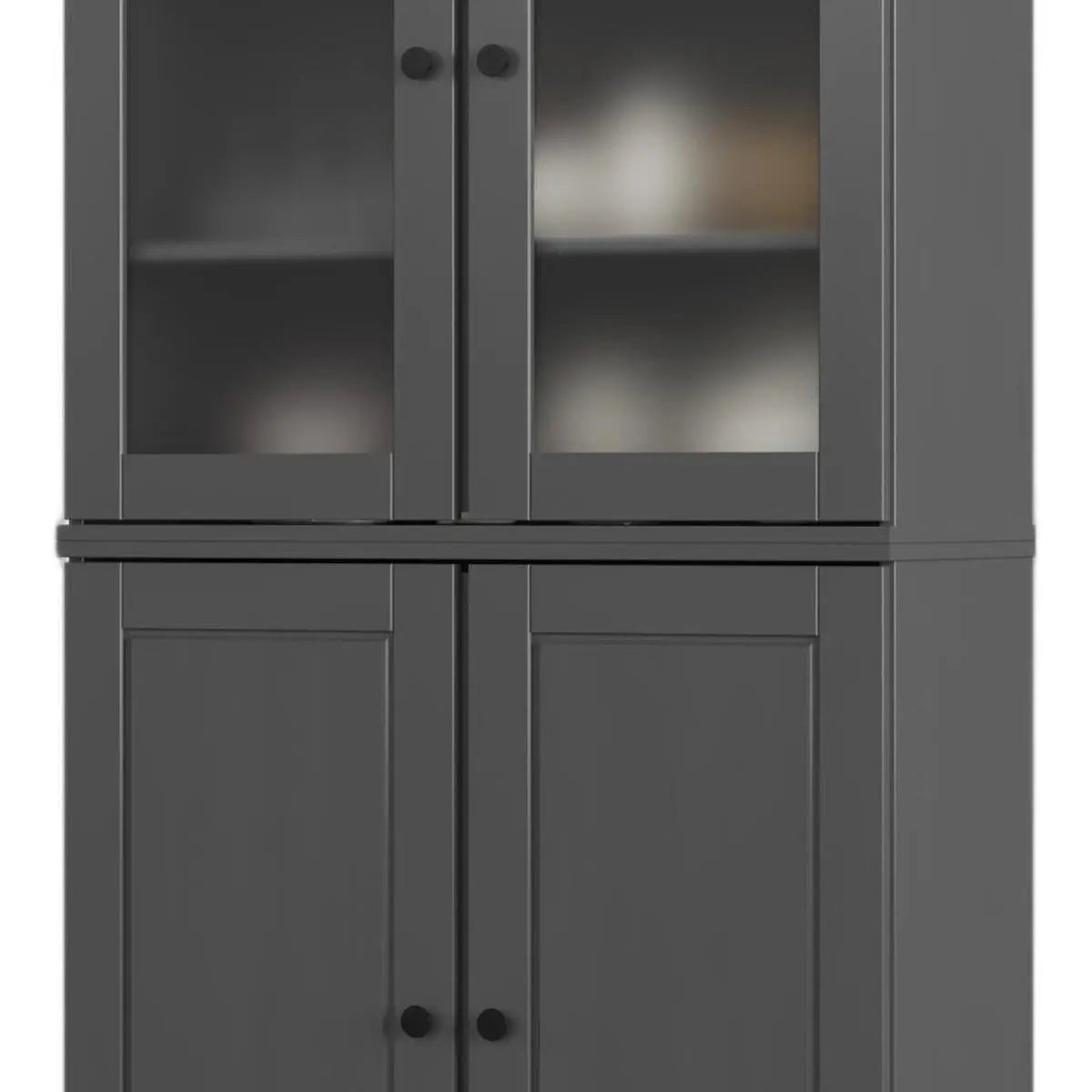 72" Gray Solid Wood Four Door Pantry Or Storage Closet Homeroots Kitchen & Dining