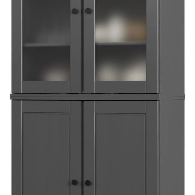 72" Gray Solid Wood Four Door Pantry Or Storage Closet Homeroots Kitchen & Dining