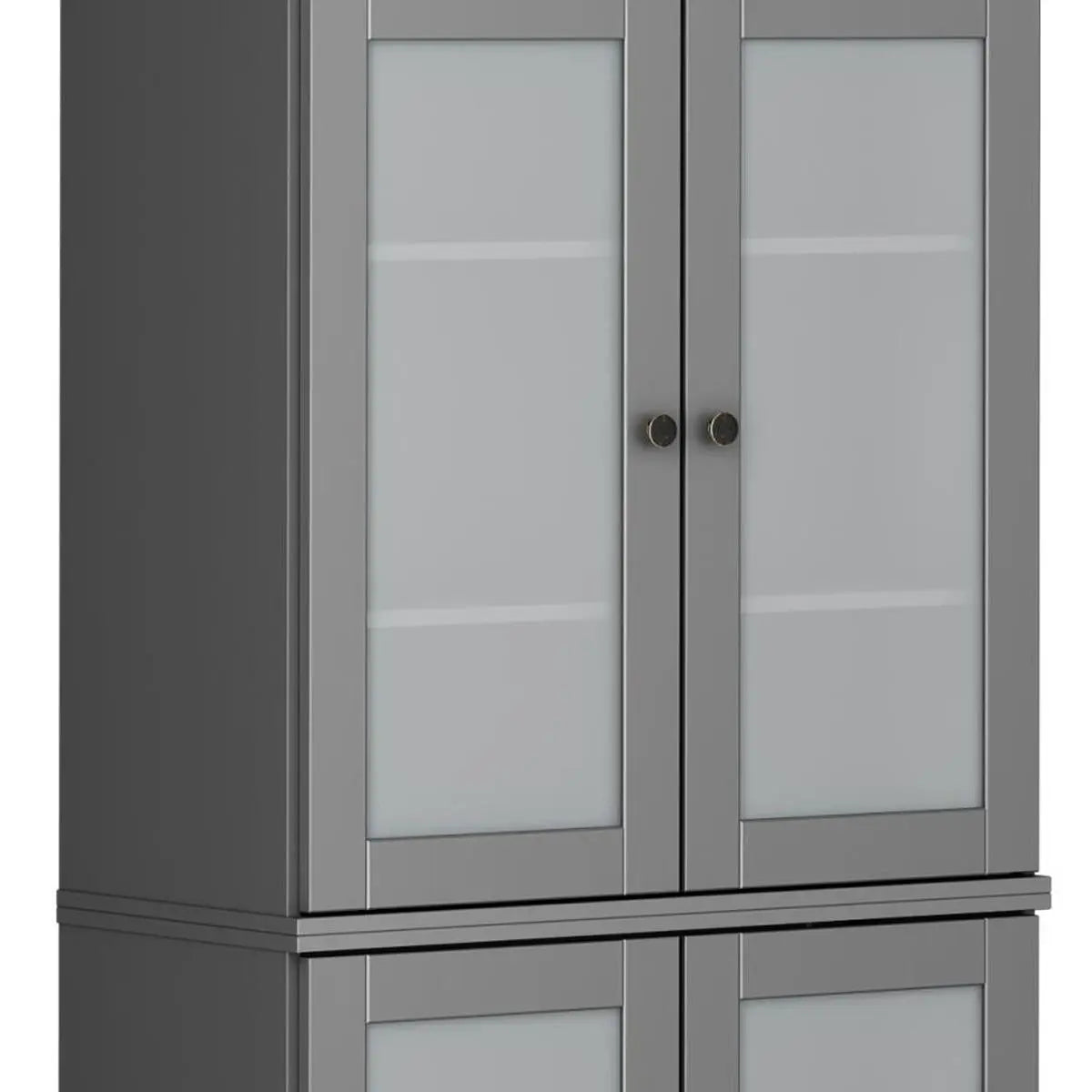 72" Gray Solid Wood Four Door Pantry Or Storage Closet Homeroots Kitchen & Dining