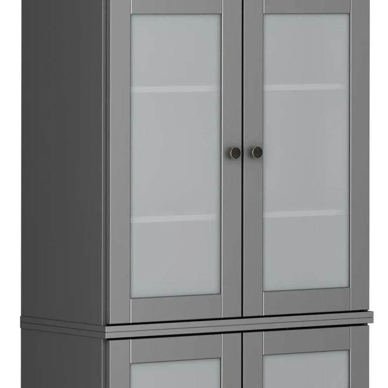 72" Gray Solid Wood Four Door Pantry Or Storage Closet Homeroots Kitchen & Dining