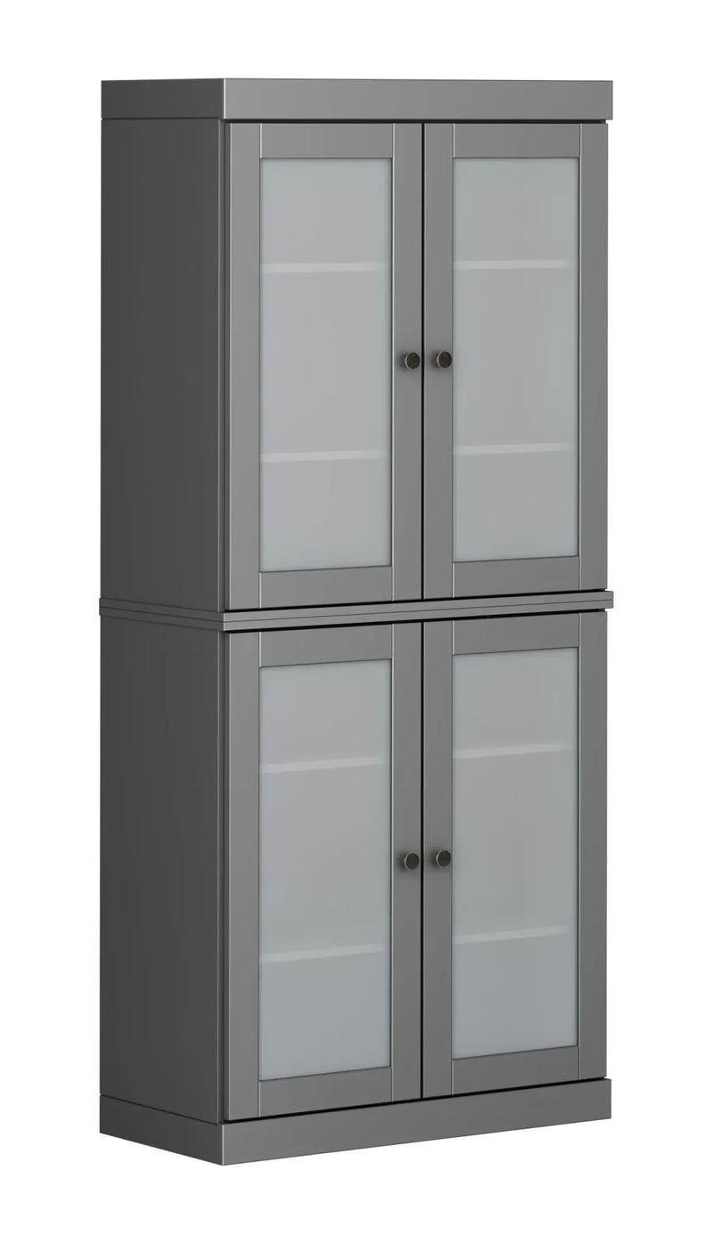 72" Gray Solid Wood Four Door Pantry Or Storage Closet Homeroots Kitchen & Dining