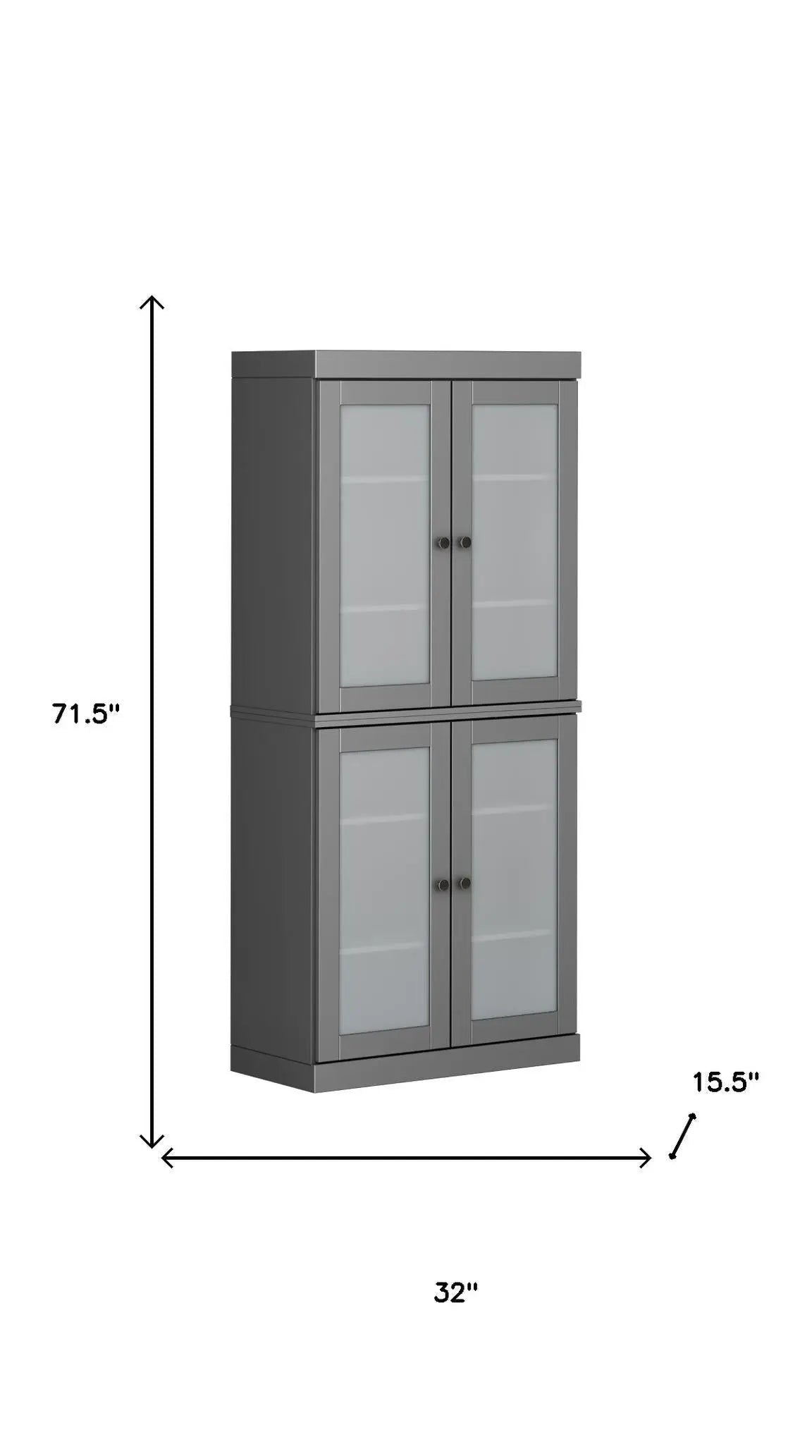 72" Gray Solid Wood Four Door Pantry Or Storage Closet Homeroots Kitchen & Dining