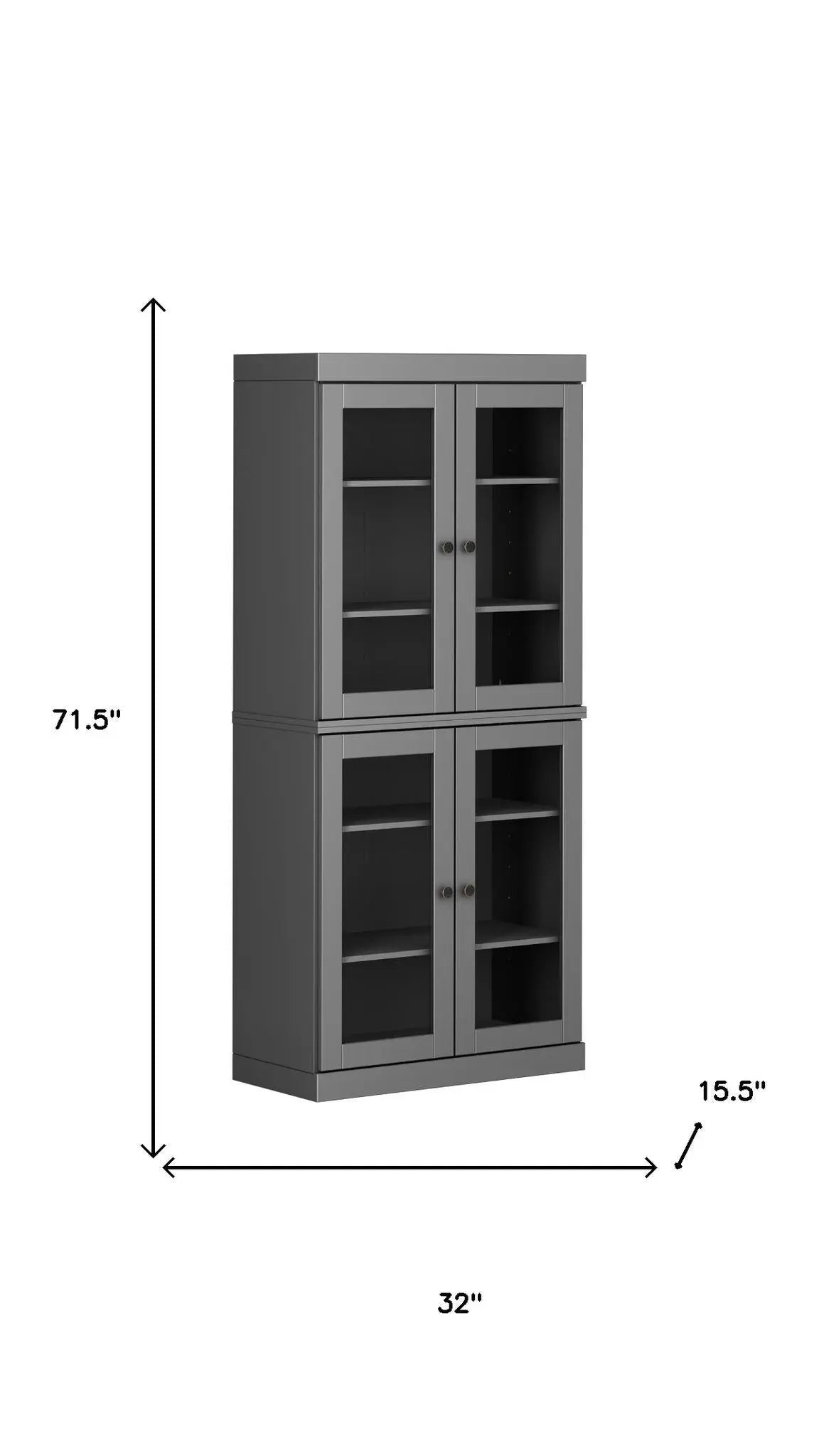 72" Gray Solid Wood Four Door Pantry Or Storage Closet Homeroots Kitchen & Dining