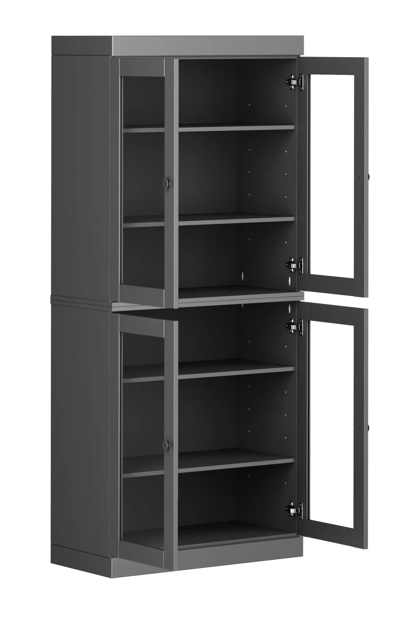 72" Gray Solid Wood Four Door Pantry Or Storage Closet Homeroots Kitchen & Dining