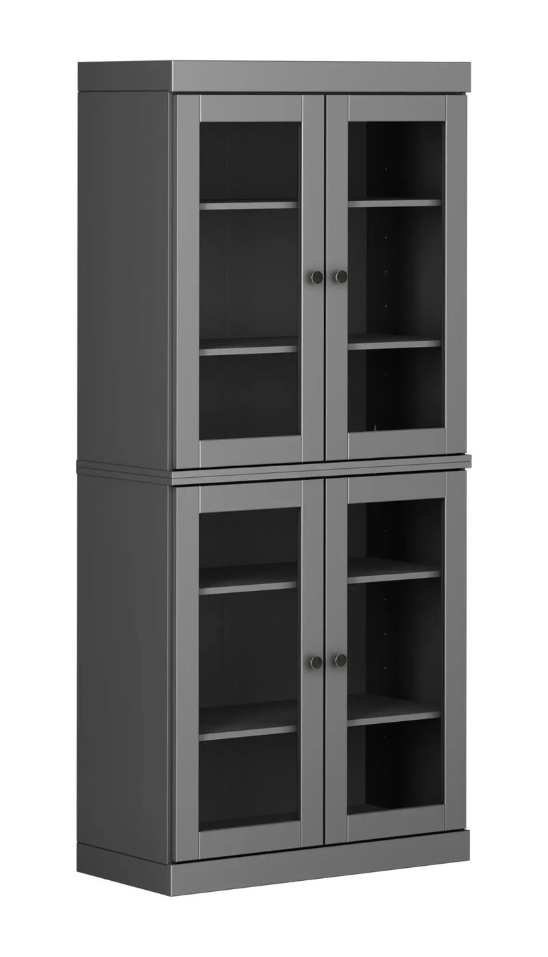 72" Gray Solid Wood Four Door Pantry Or Storage Closet Homeroots Kitchen & Dining