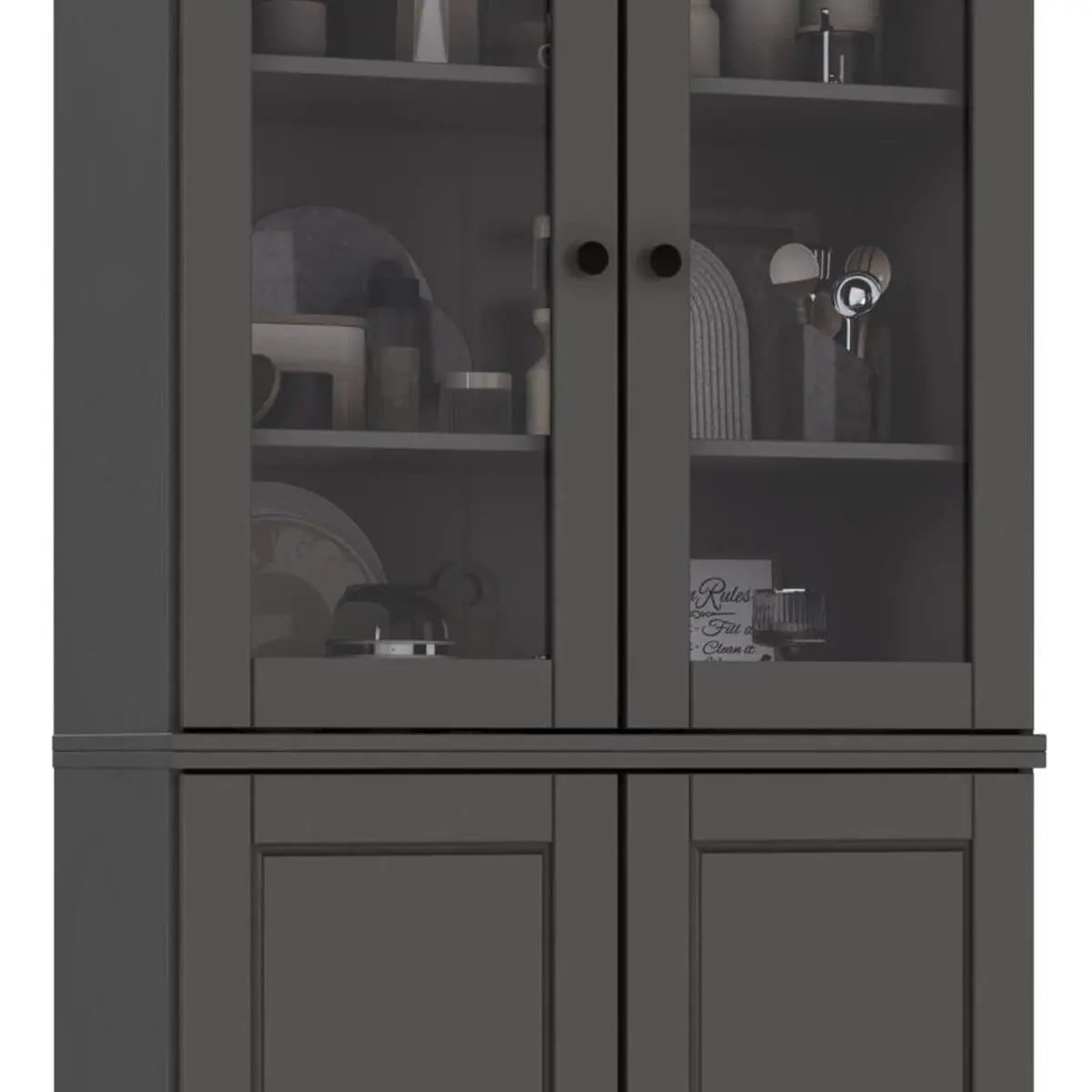 72" Gray Solid Wood Four Door Pantry Or Storage Closet Homeroots Kitchen & Dining