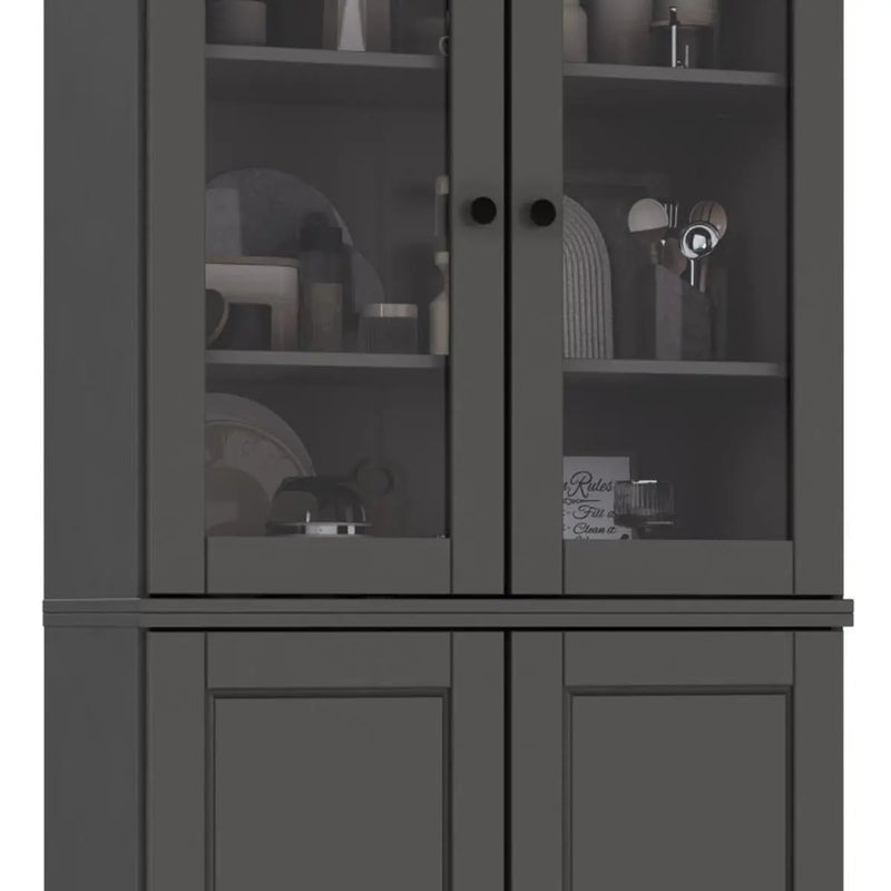 72" Gray Solid Wood Four Door Pantry Or Storage Closet Homeroots Kitchen & Dining