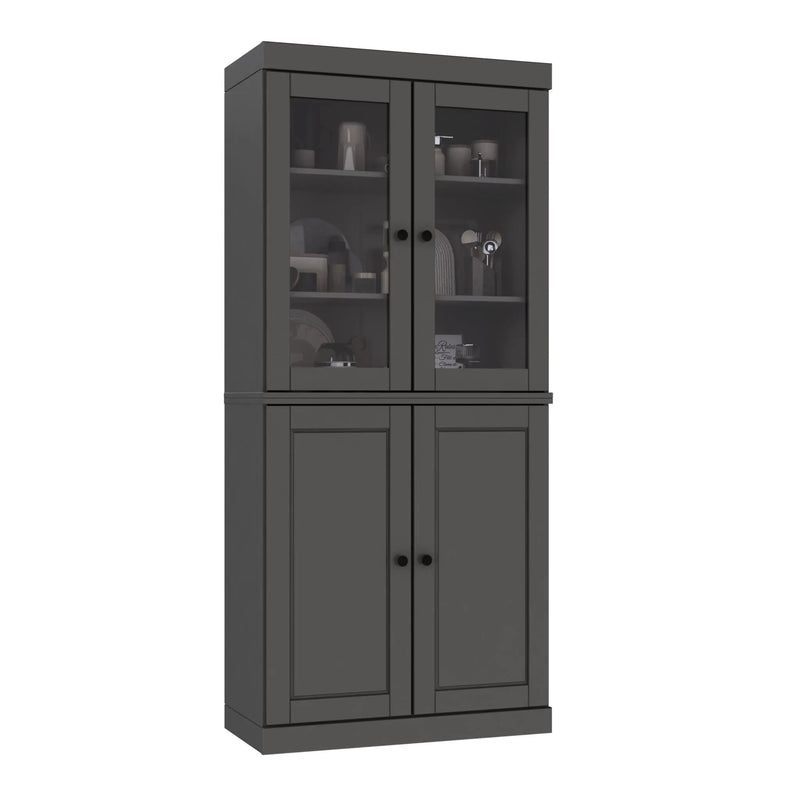 72" Gray Solid Wood Four Door Pantry Or Storage Closet Homeroots Kitchen & Dining