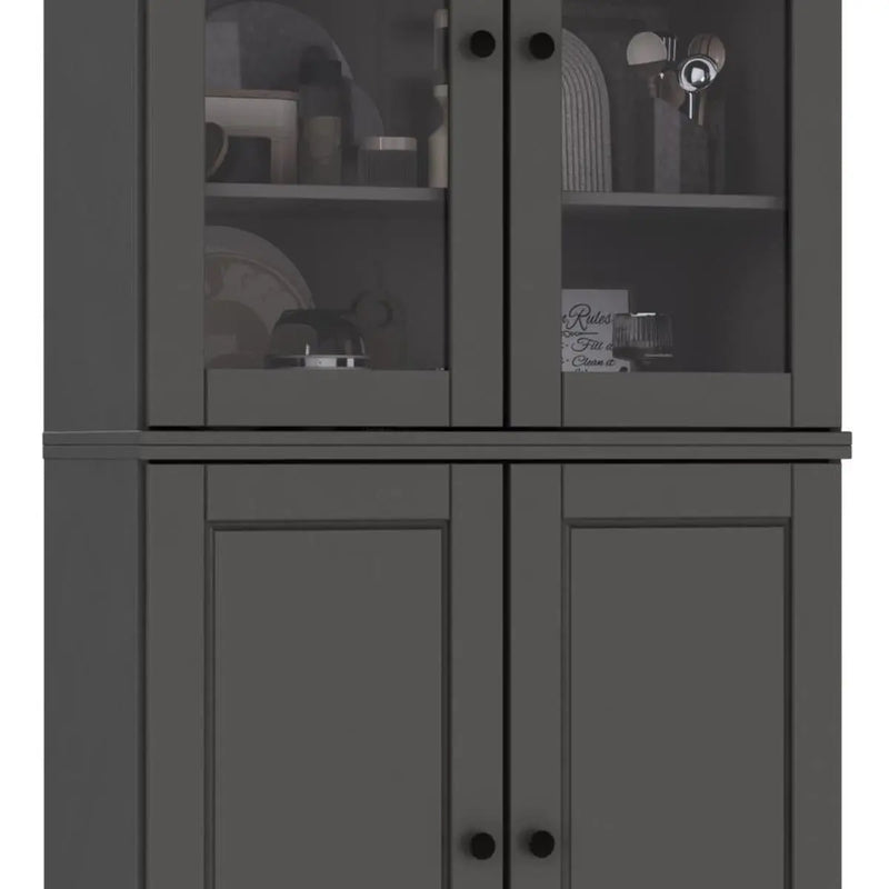 72" Gray Solid Wood Four Door Pantry Or Storage Closet Homeroots Kitchen & Dining