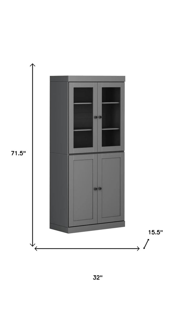 72" Gray Solid Wood Four Door Pantry Or Storage Closet Homeroots Kitchen & Dining