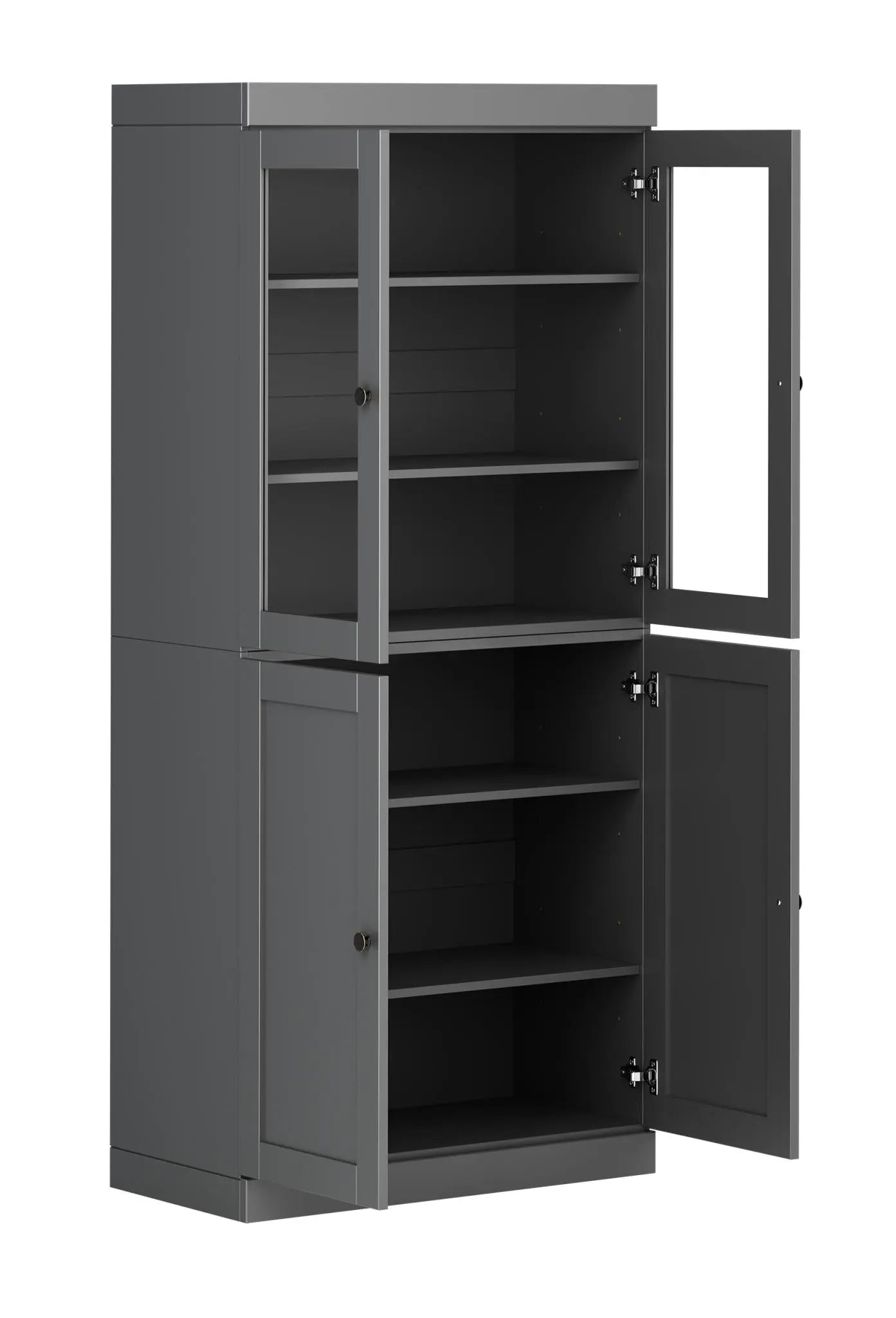 72" Gray Solid Wood Four Door Pantry Or Storage Closet Homeroots Kitchen & Dining