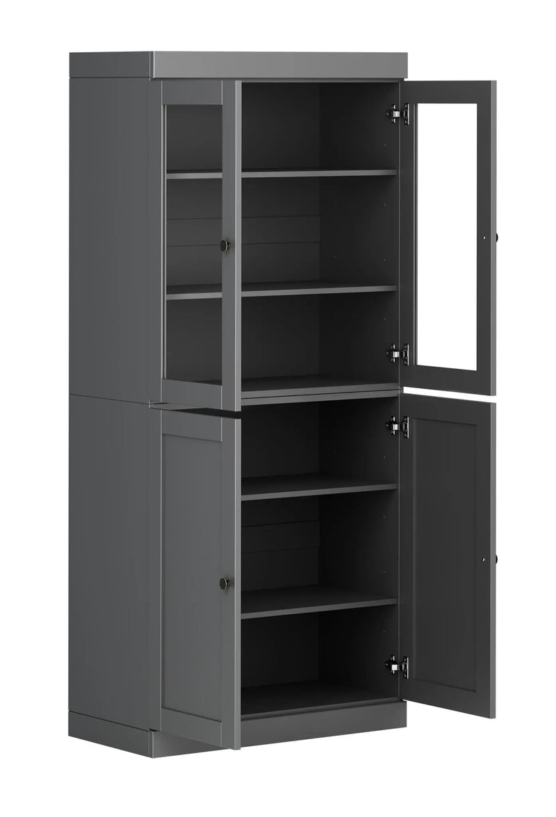 72" Gray Solid Wood Four Door Pantry Or Storage Closet Homeroots Kitchen & Dining