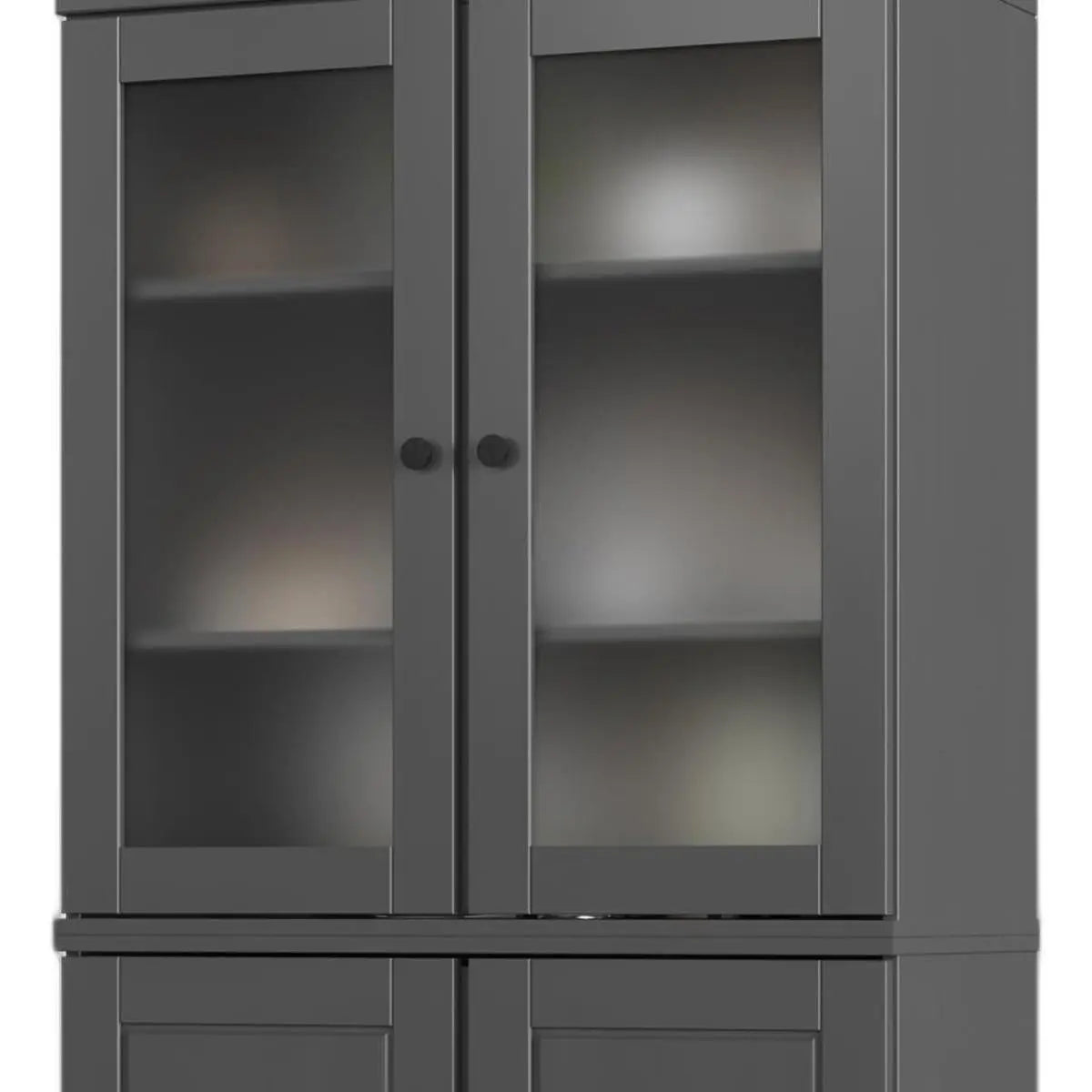 72" Gray Solid Wood Four Door Two Drawer Pantry Or Storage Closet Homeroots Kitchen & Dining