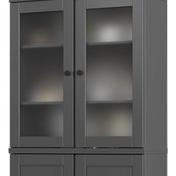 72" Gray Solid Wood Four Door Two Drawer Pantry Or Storage Closet Homeroots Kitchen & Dining