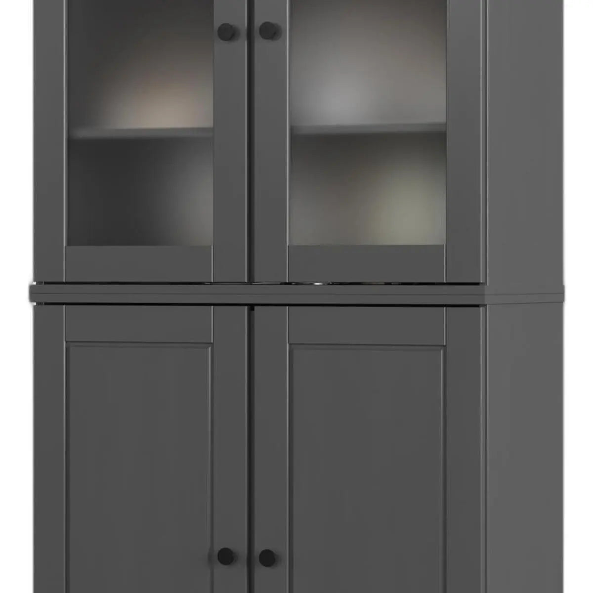 72" Gray Solid Wood Four Door Two Drawer Pantry Or Storage Closet Homeroots Kitchen & Dining