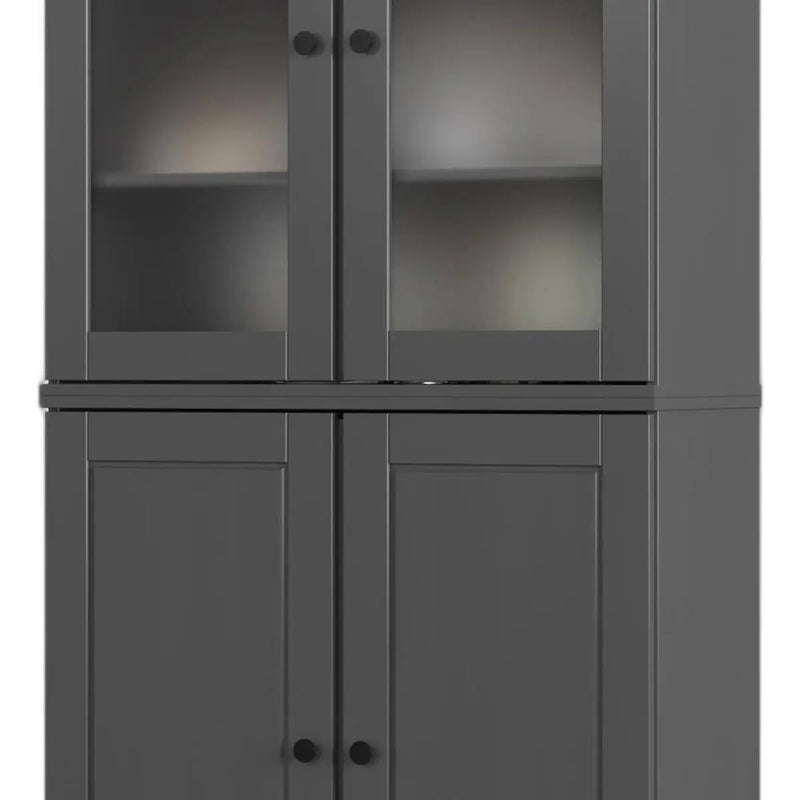 72" Gray Solid Wood Four Door Two Drawer Pantry Or Storage Closet Homeroots Kitchen & Dining