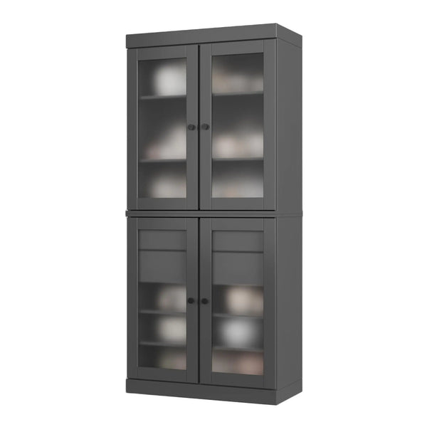 72" Gray Solid Wood Four Door Two Drawer Pantry Or Storage Closet Homeroots Kitchen & Dining