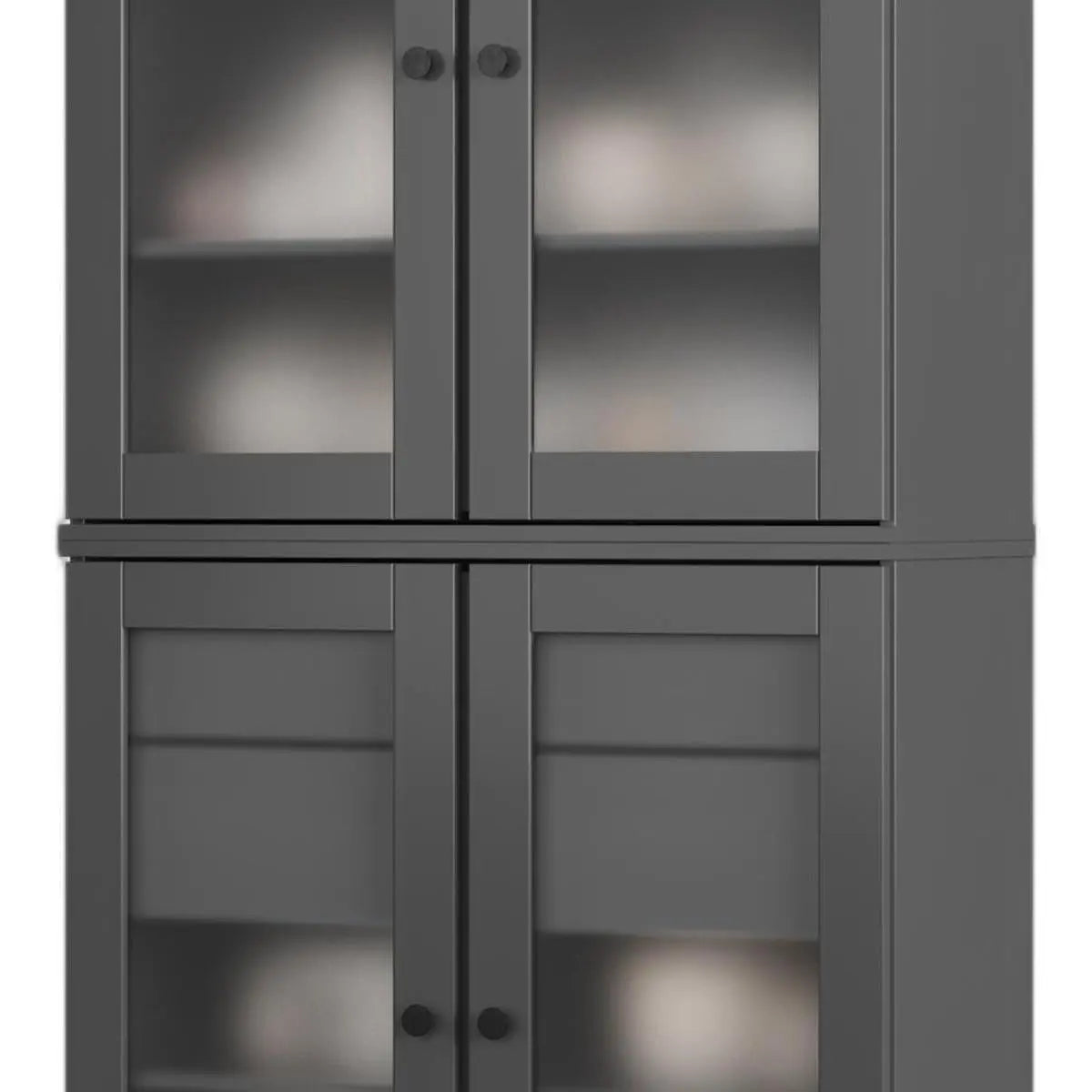 72" Gray Solid Wood Four Door Two Drawer Pantry Or Storage Closet Homeroots Kitchen & Dining