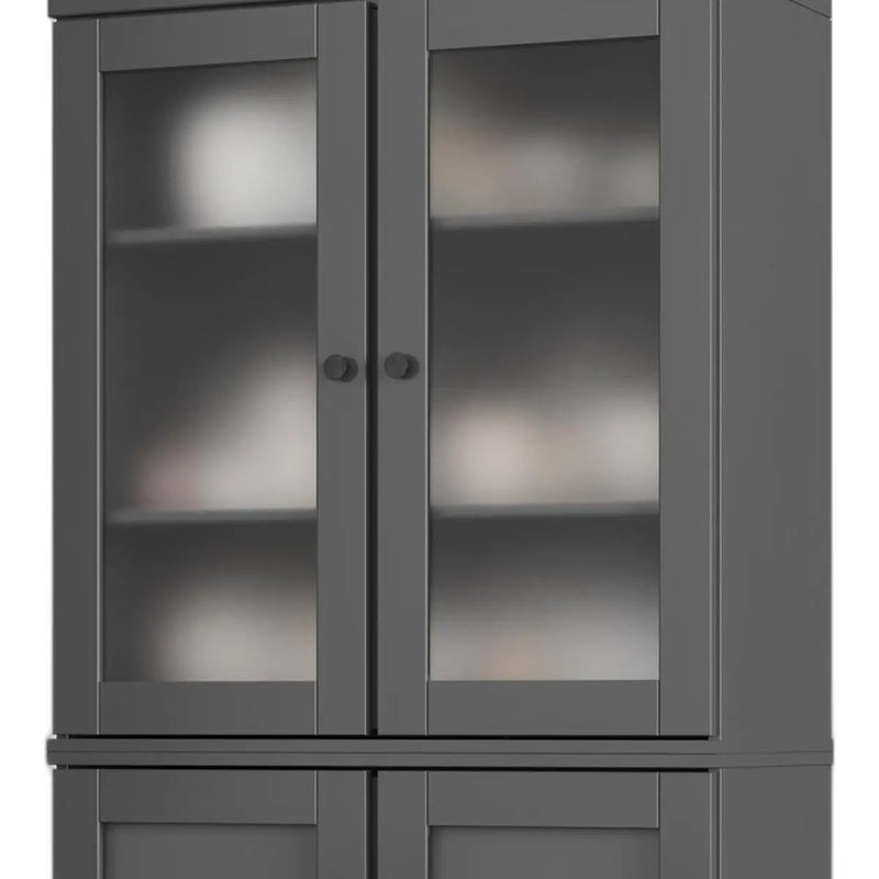 72" Gray Solid Wood Four Door Two Drawer Pantry Or Storage Closet Homeroots Kitchen & Dining