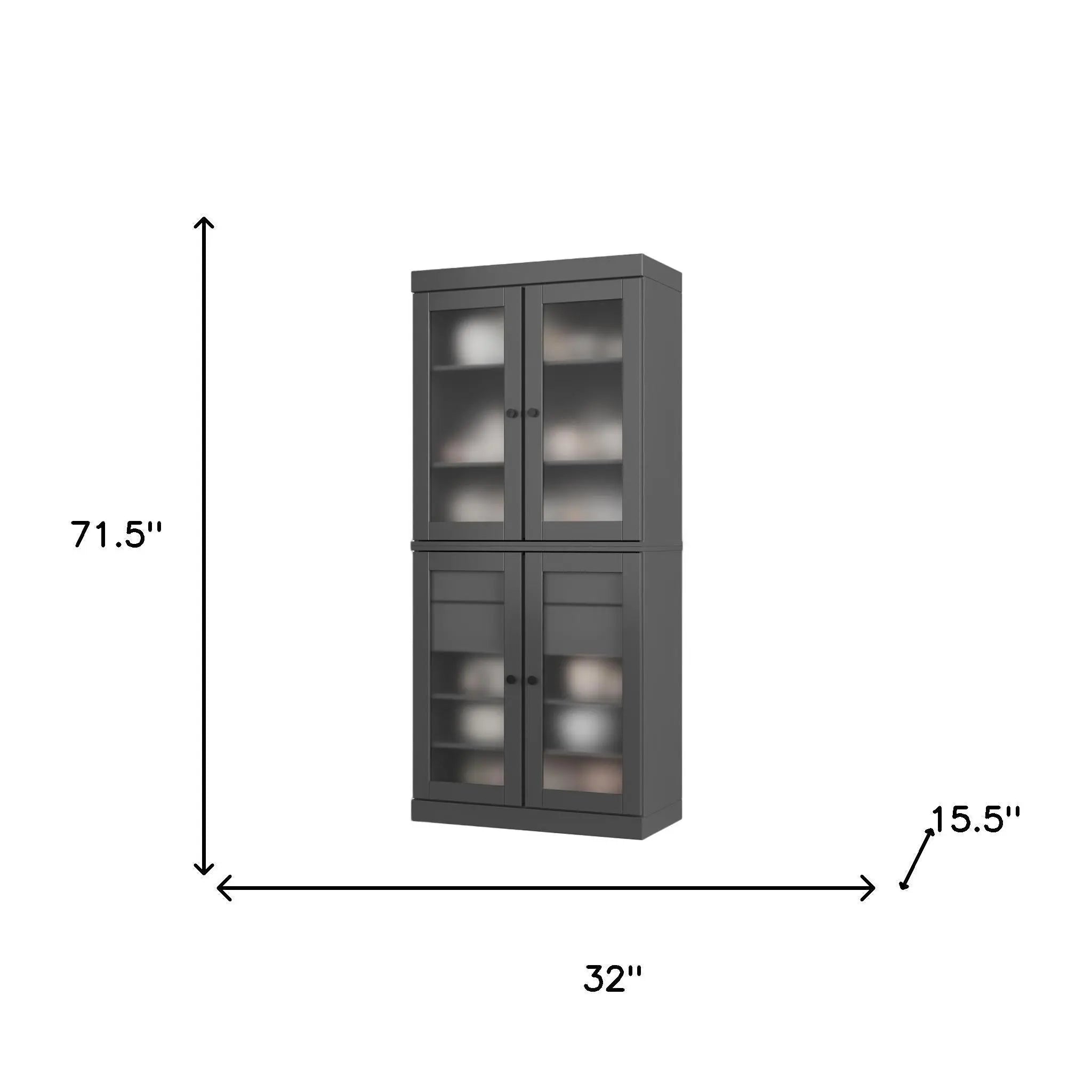 72" Gray Solid Wood Four Door Two Drawer Pantry Or Storage Closet Homeroots Kitchen & Dining