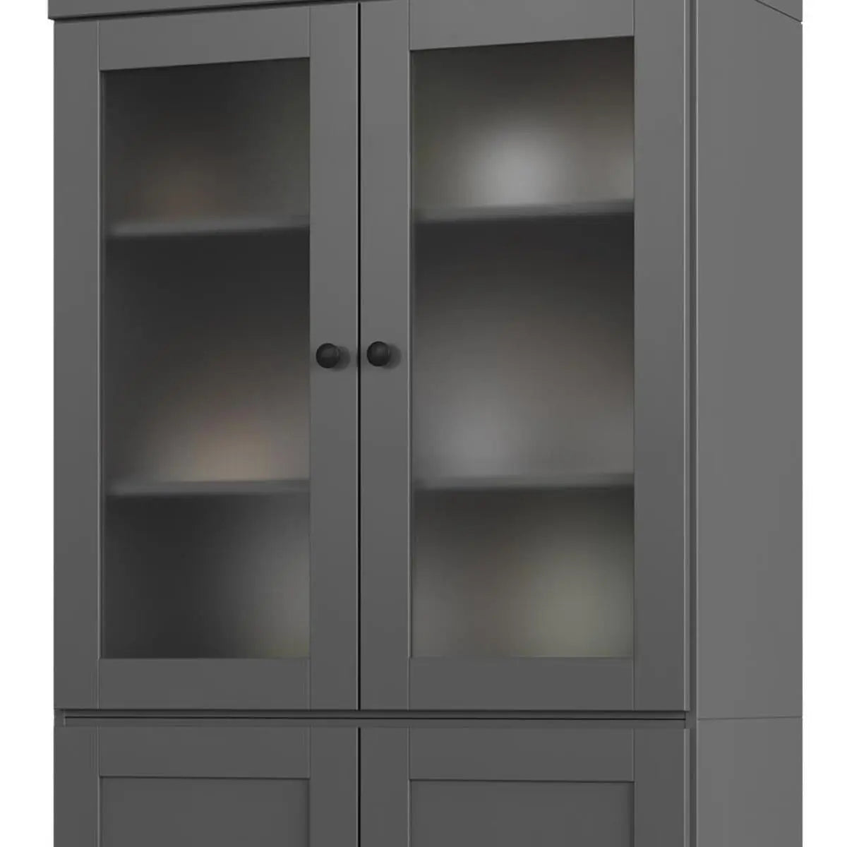 72" Gray Solid Wood Four Door Two Drawer Pantry Or Storage Closet Homeroots Kitchen & Dining