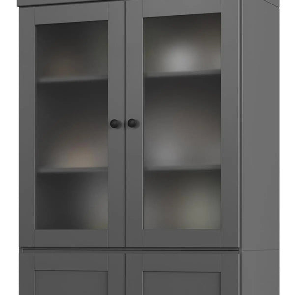 72" Gray Solid Wood Four Door Two Drawer Pantry Or Storage Closet Homeroots Kitchen & Dining