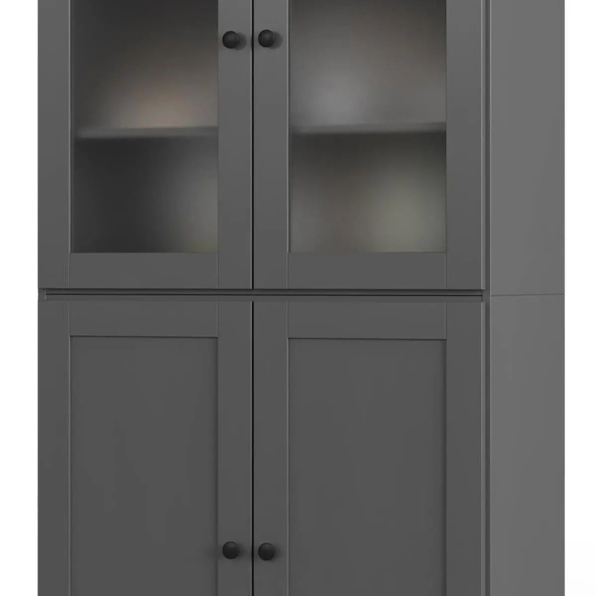 72" Gray Solid Wood Four Door Two Drawer Pantry Or Storage Closet Homeroots Kitchen & Dining