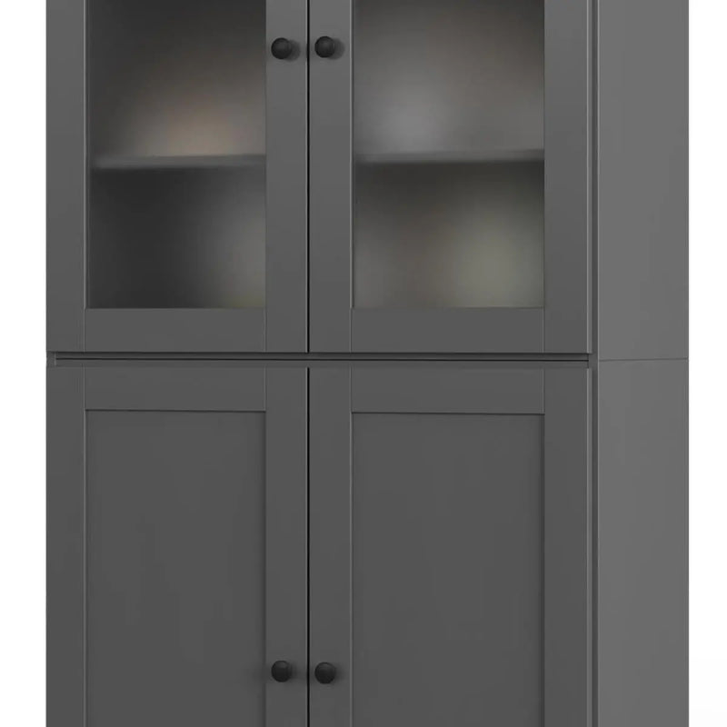 72" Gray Solid Wood Four Door Two Drawer Pantry Or Storage Closet Homeroots Kitchen & Dining
