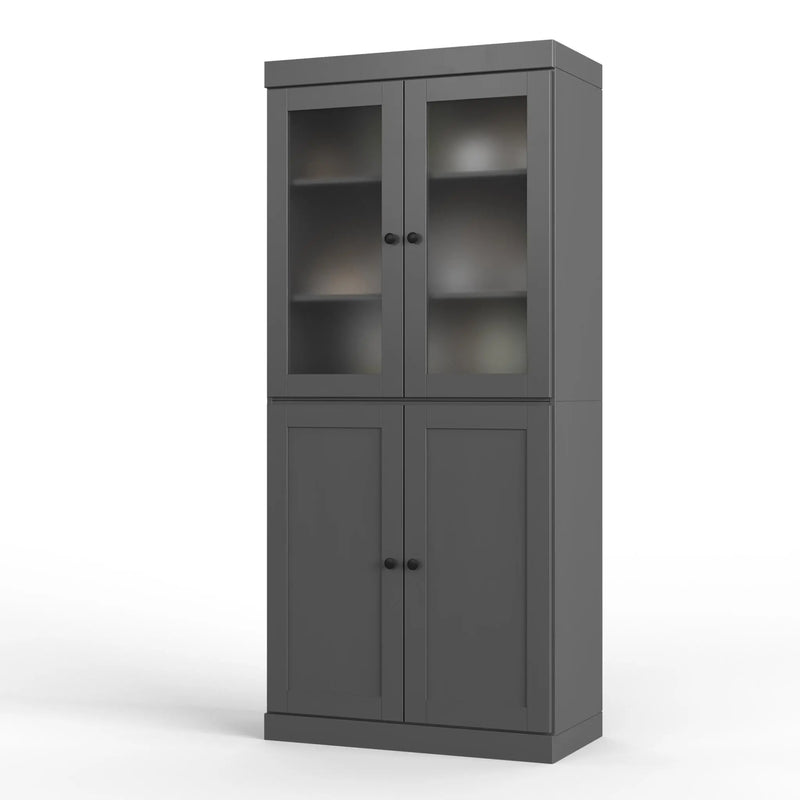 72" Gray Solid Wood Four Door Two Drawer Pantry Or Storage Closet Homeroots Kitchen & Dining
