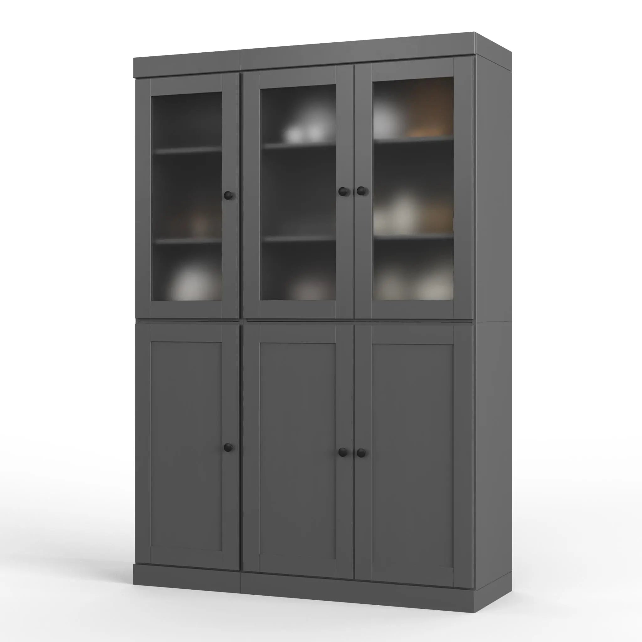 72" Gray Solid Wood Six Door Pantry Or Storage Closet Homeroots Kitchen & Dining