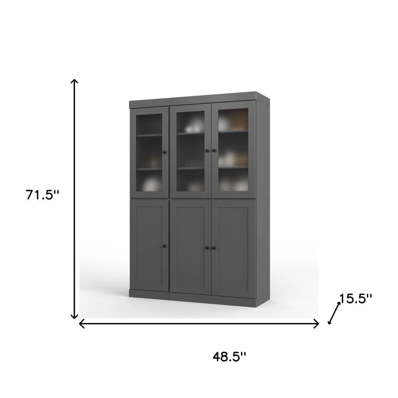 72" Gray Solid Wood Six Door Pantry Or Storage Closet Homeroots Kitchen & Dining