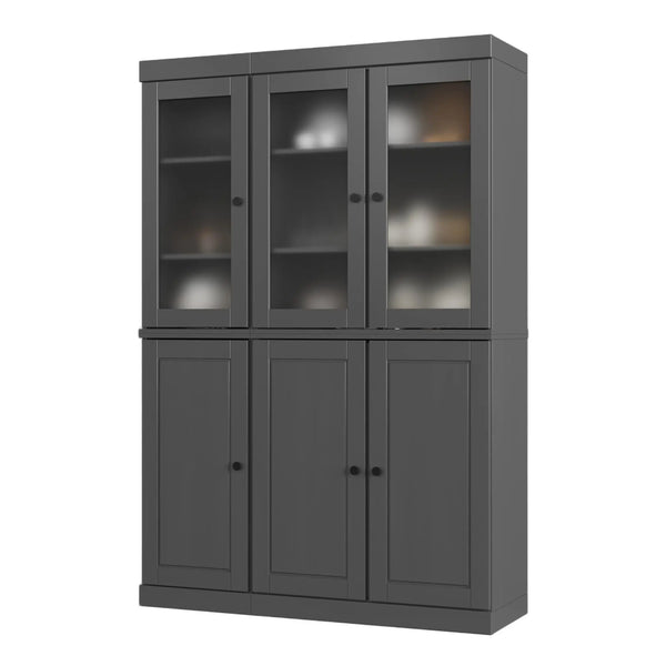 72" Gray Solid Wood Six Door Pantry Or Storage Closet Homeroots Kitchen & Dining