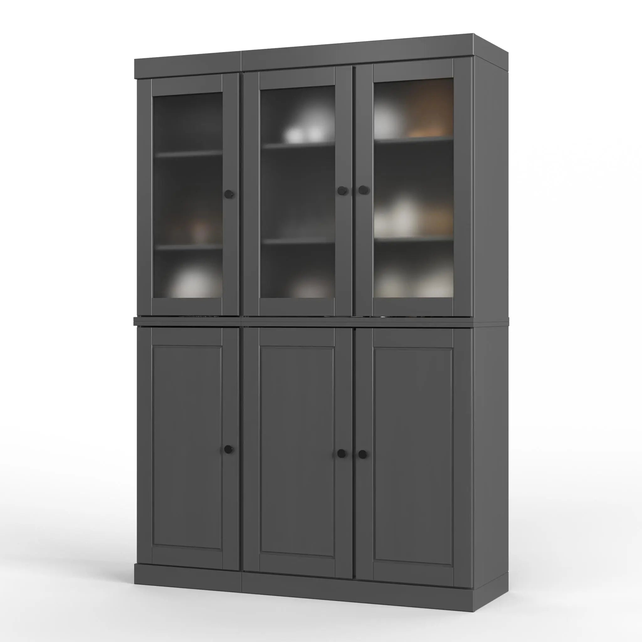 72" Gray Solid Wood Six Door Pantry Or Storage Closet Homeroots Kitchen & Dining