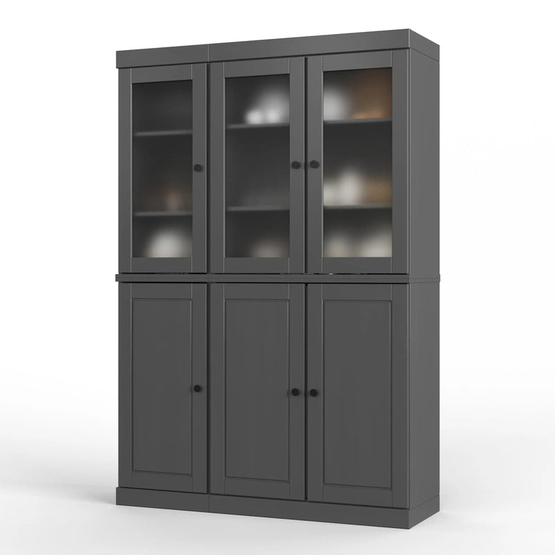 72" Gray Solid Wood Six Door Pantry Or Storage Closet Homeroots Kitchen & Dining