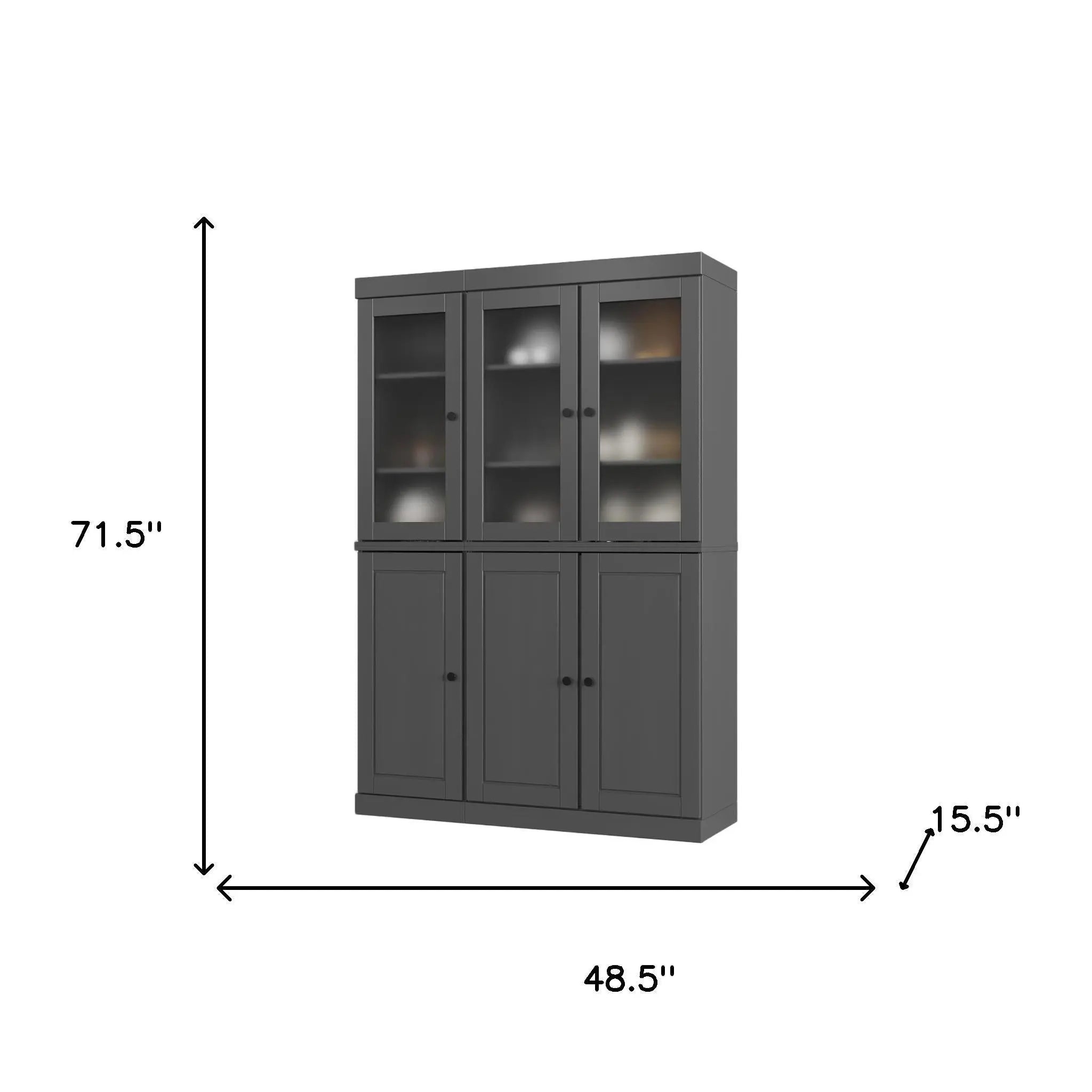 72" Gray Solid Wood Six Door Pantry Or Storage Closet Homeroots Kitchen & Dining