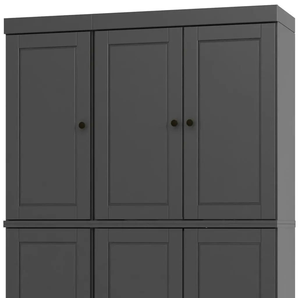 72" Gray Solid Wood Six Door Two Drawer Pantry Or Storage Closet Homeroots Kitchen & Dining