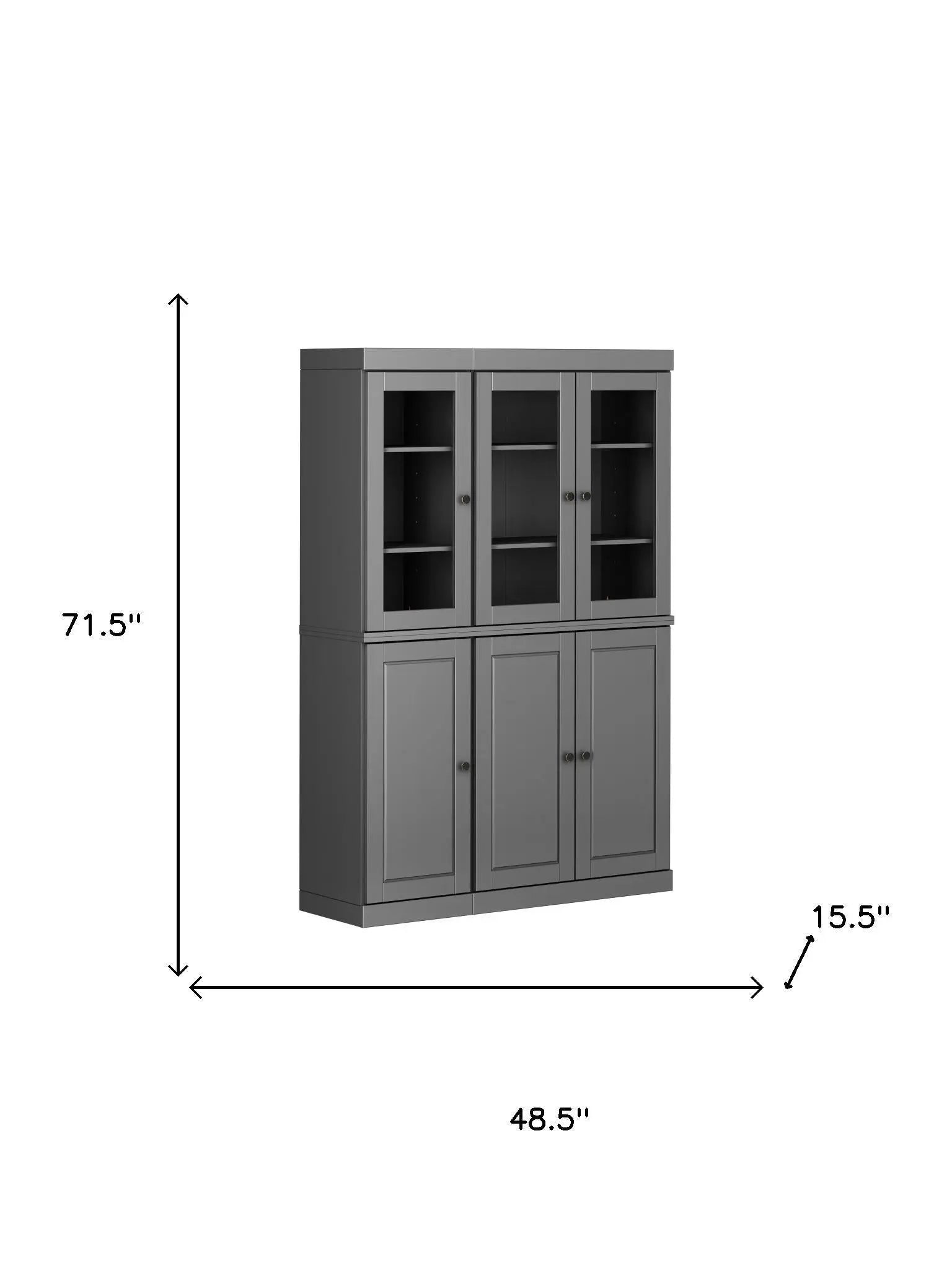 72" Gray Solid Wood Six Door Two Drawer Pantry Or Storage Closet Homeroots Kitchen & Dining
